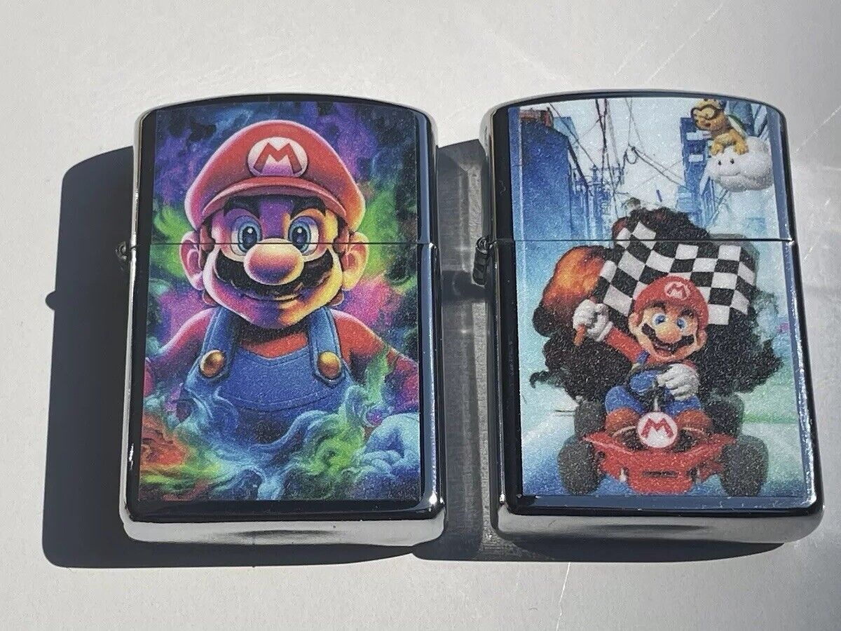 4pcs Windproof Oil Lighters Novelty Super Mario Pokémon Mask Designs Lighter Oil