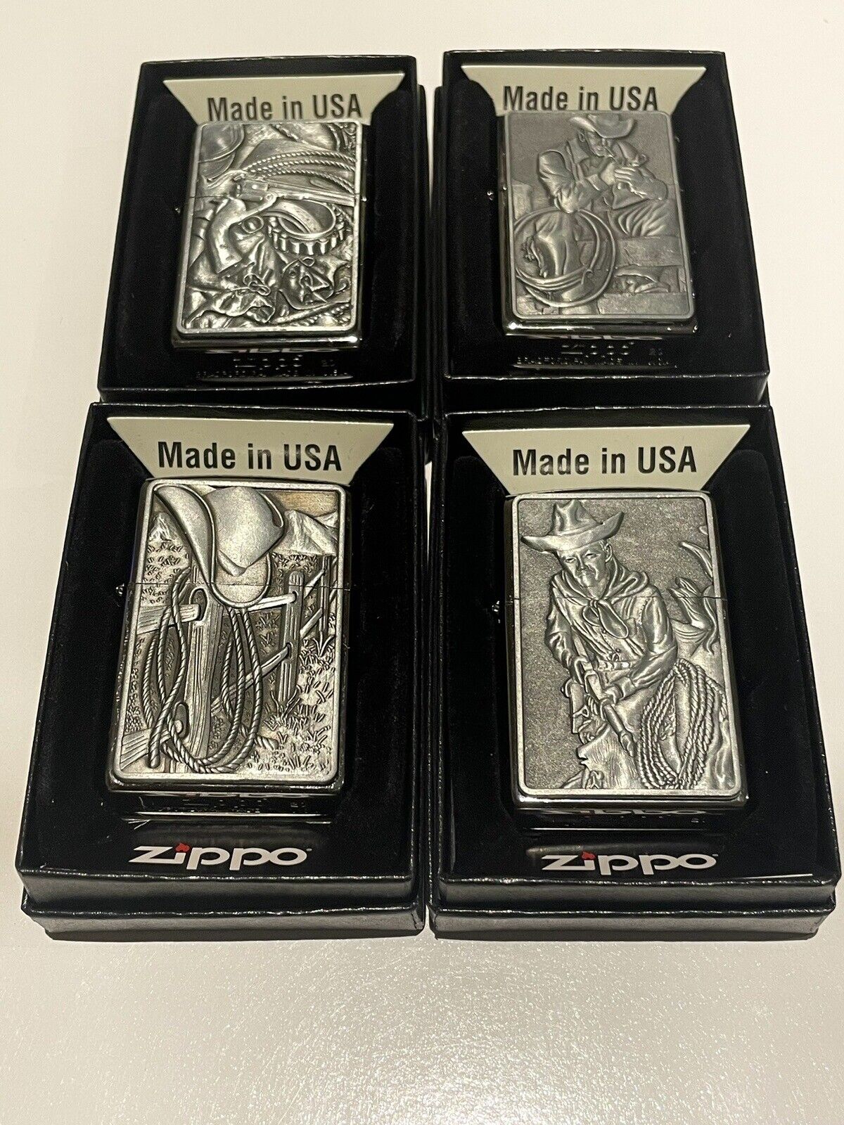 4 PCs Genuine Zippo Wild West Collections Cowboy Gun Made In USA Bargain Price
