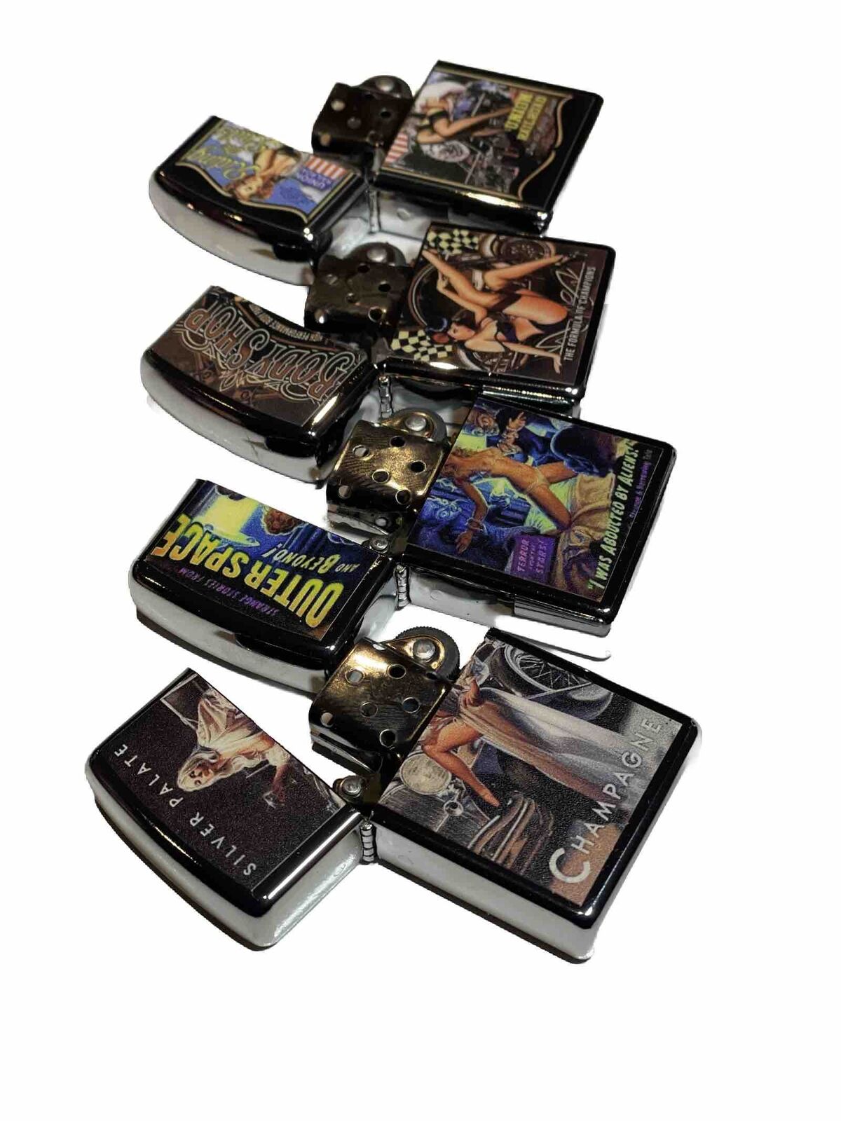 4 Pack Windproof Oil Lighters Retro Design Kerosene Oil Flip Top Lighter Oil GIF