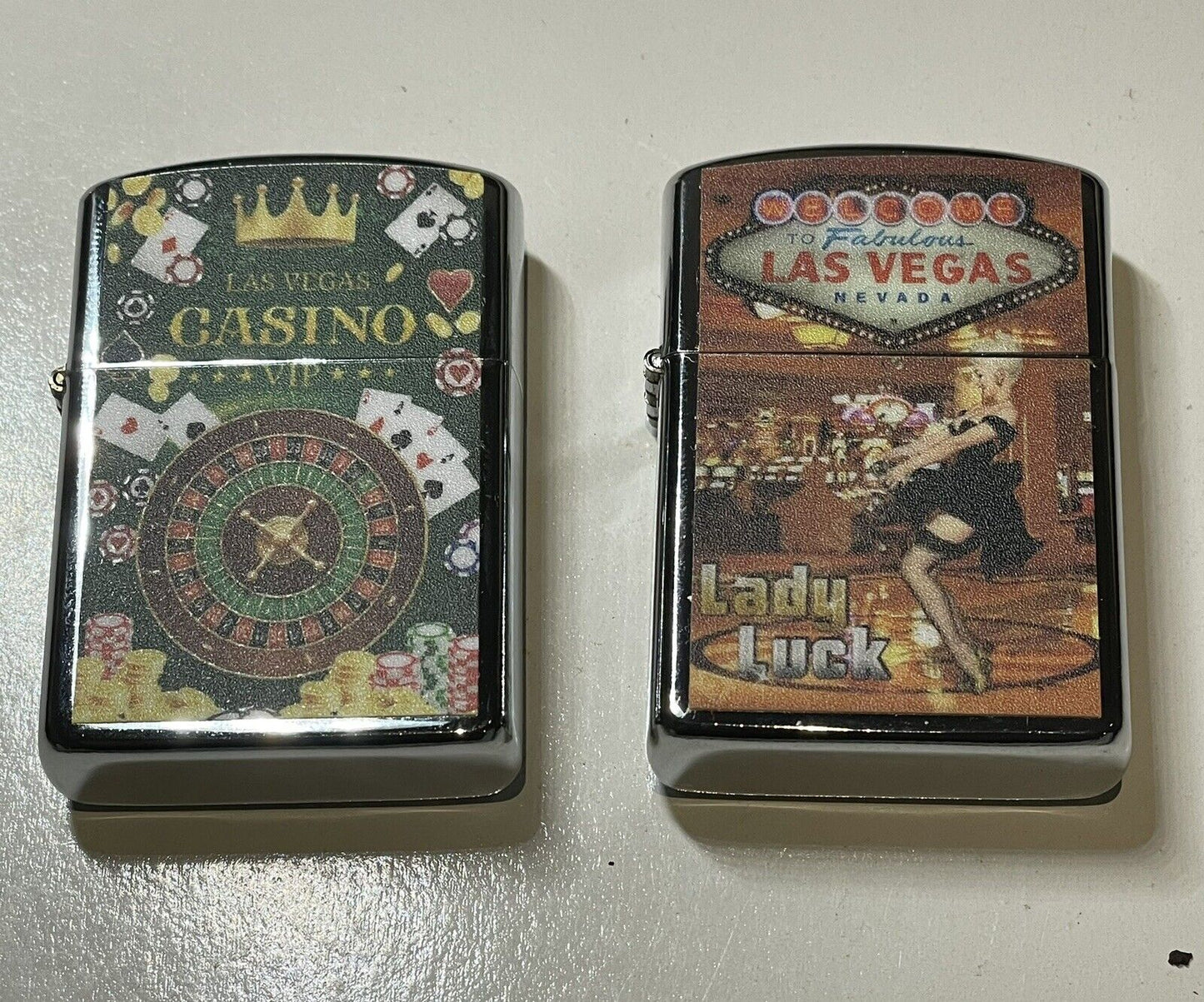 4 PCs Windproof Oil Lighters Las Vegas Casino Nevada Pokies Wonder Woman Design