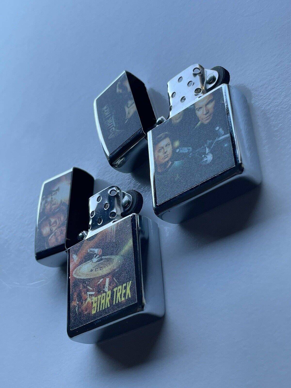 2 PCs Windproof Oil Lighters Set Star Trek Movies Poster Novelty Sci Fic Movie