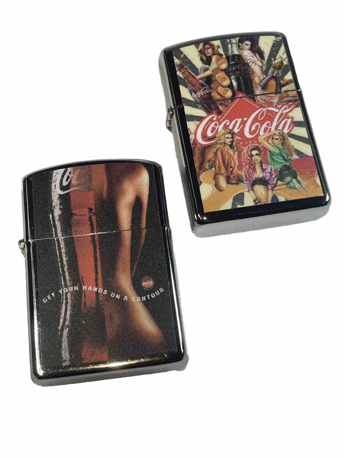 4 PCs Windproof Oil Lighters Coke Coca Cola Novelty Designs Start Collect Hobbie