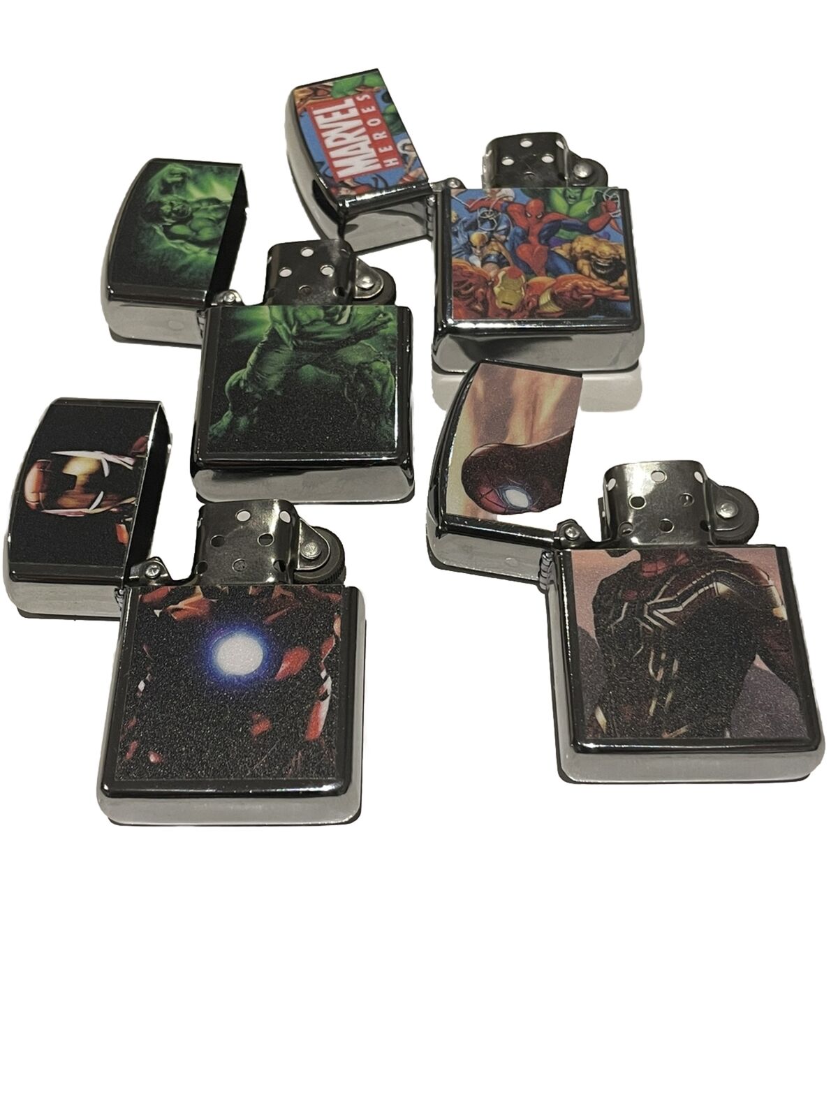 4 PCs Wind Proof Lighters Set Marvel Heroes Spider-Man Hulk Ironman Gift For All