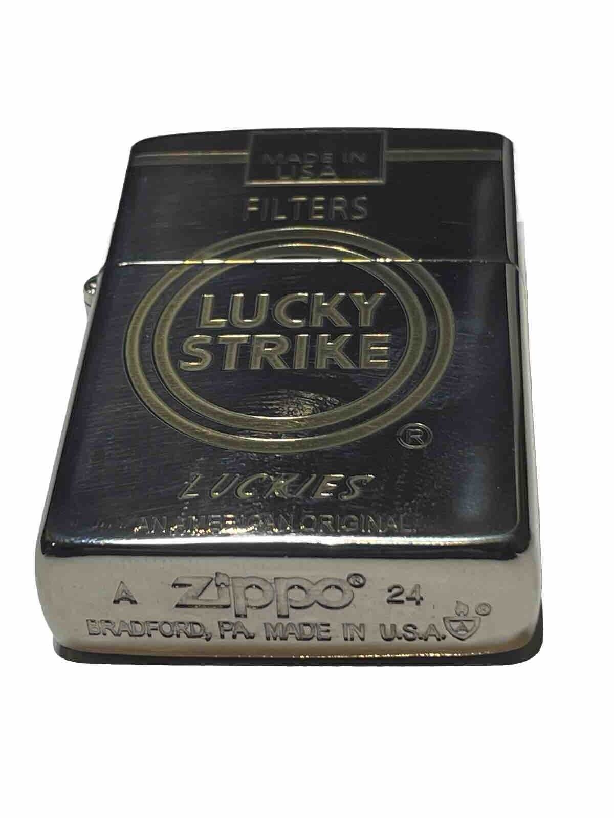 Armour Zippo Lighter Lucky Strike Filters Engraved Both sides Fluid Flint Gift