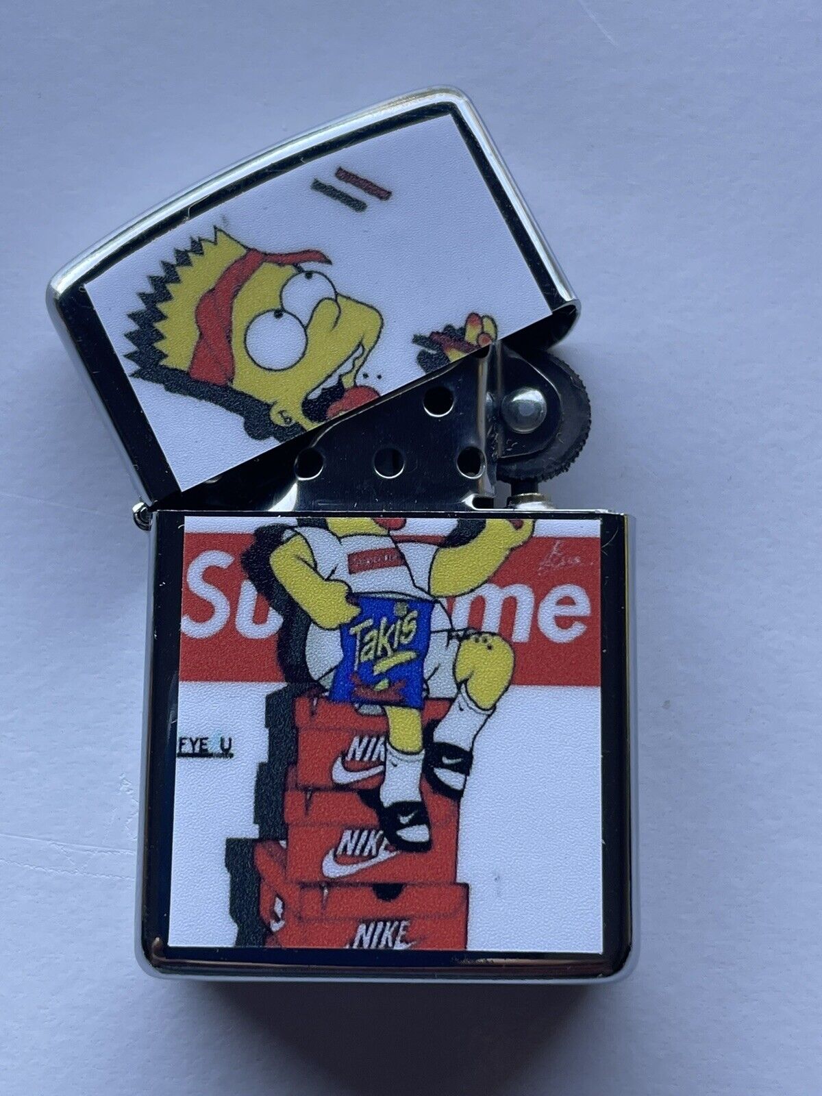 4 PCs Windproof Oil Lighters Set Novelty Supreme Bart Simpson Character Lighters