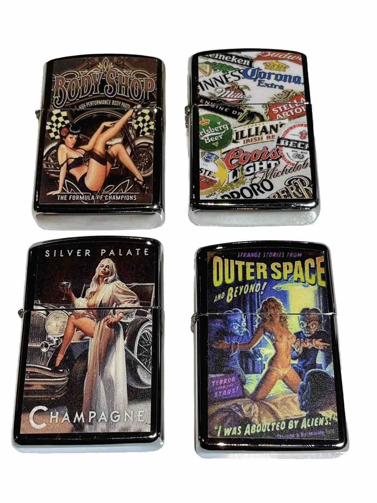 6 Pack Windproof Oil Lighters Retro Novelty Designs Hobbies Winter Lighter Fun