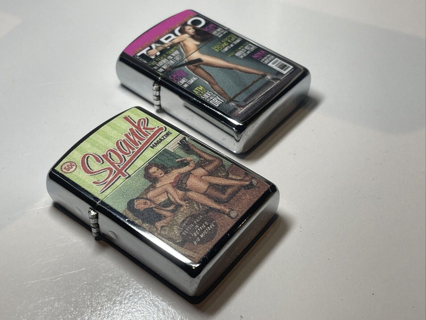 8 PCs Pin Up Girls Magazine Cover Designs Wind Proof Oil Lighters Gift For Adult