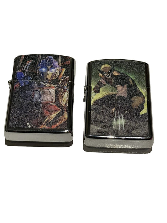 2 PCs Windproof Oil Lighter Transformer And Wolverine Design Great Gift For All