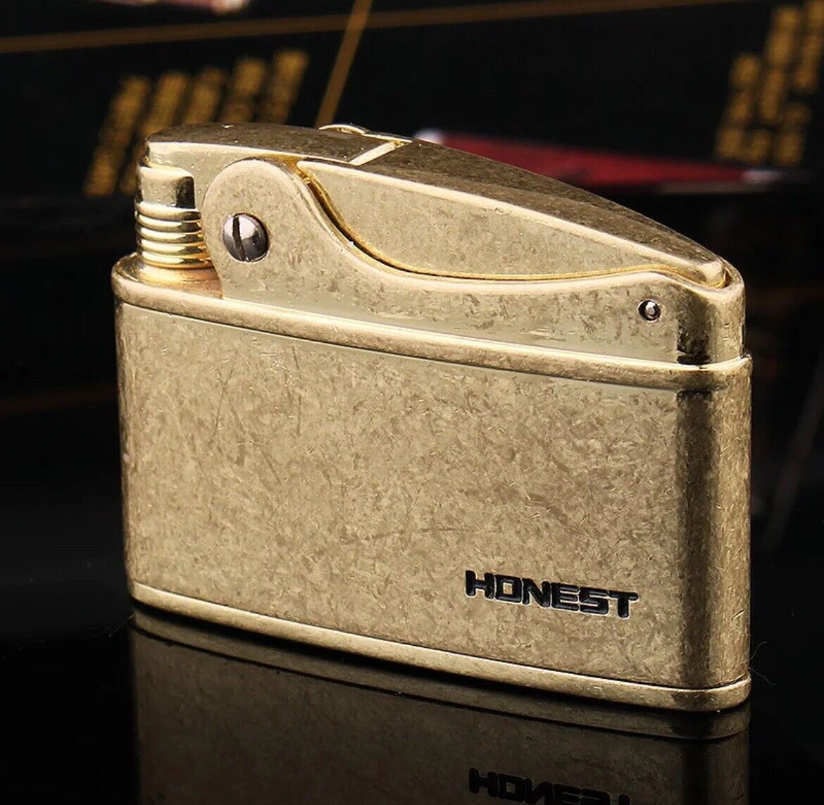 Brass Colour Old fashioned lighter gasoline kerosene oil petrol lighter vintage