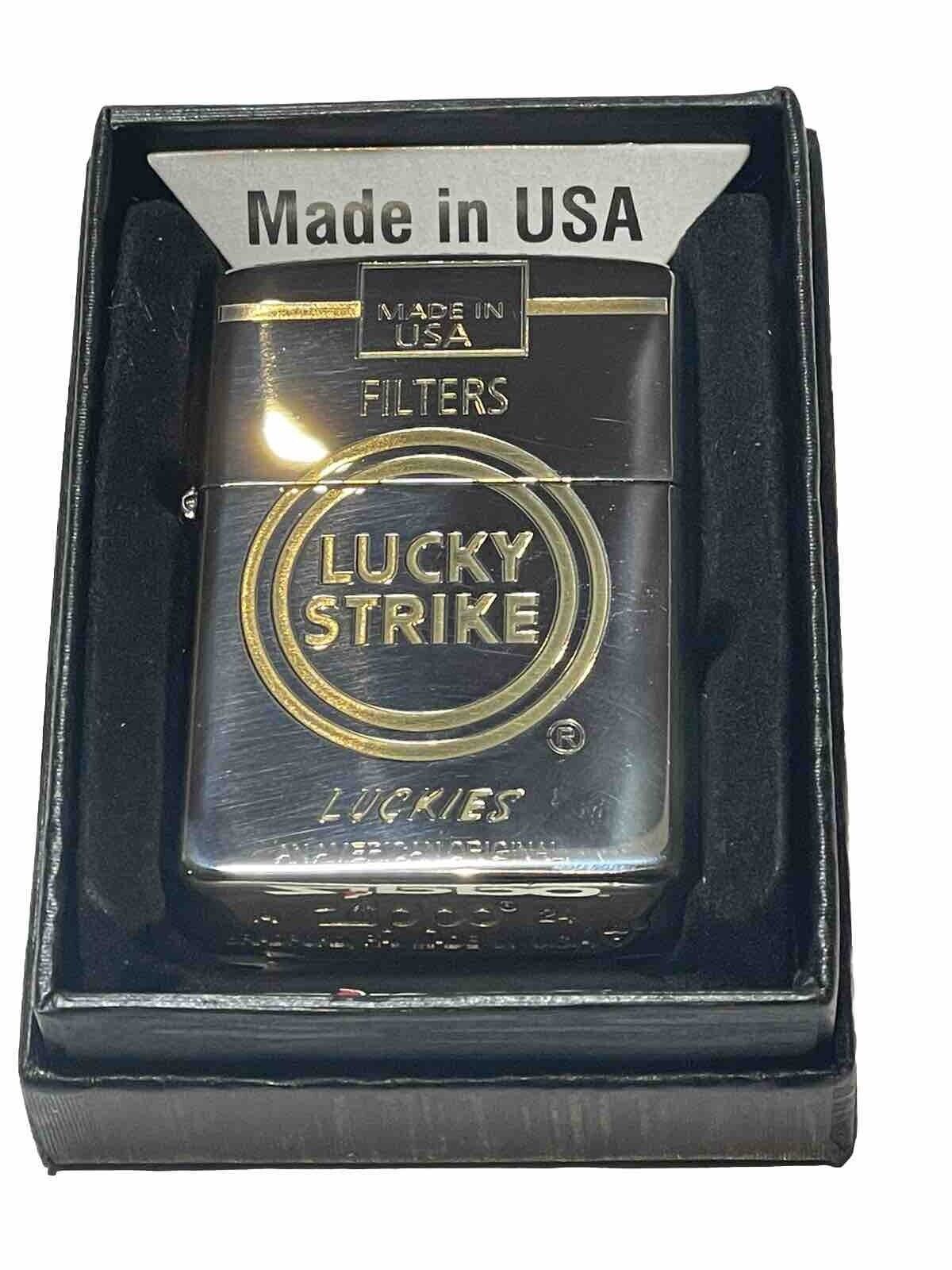 Armour Zippo Lighter Lucky Strike Filters Engraved Both sides Fluid Flint Gift