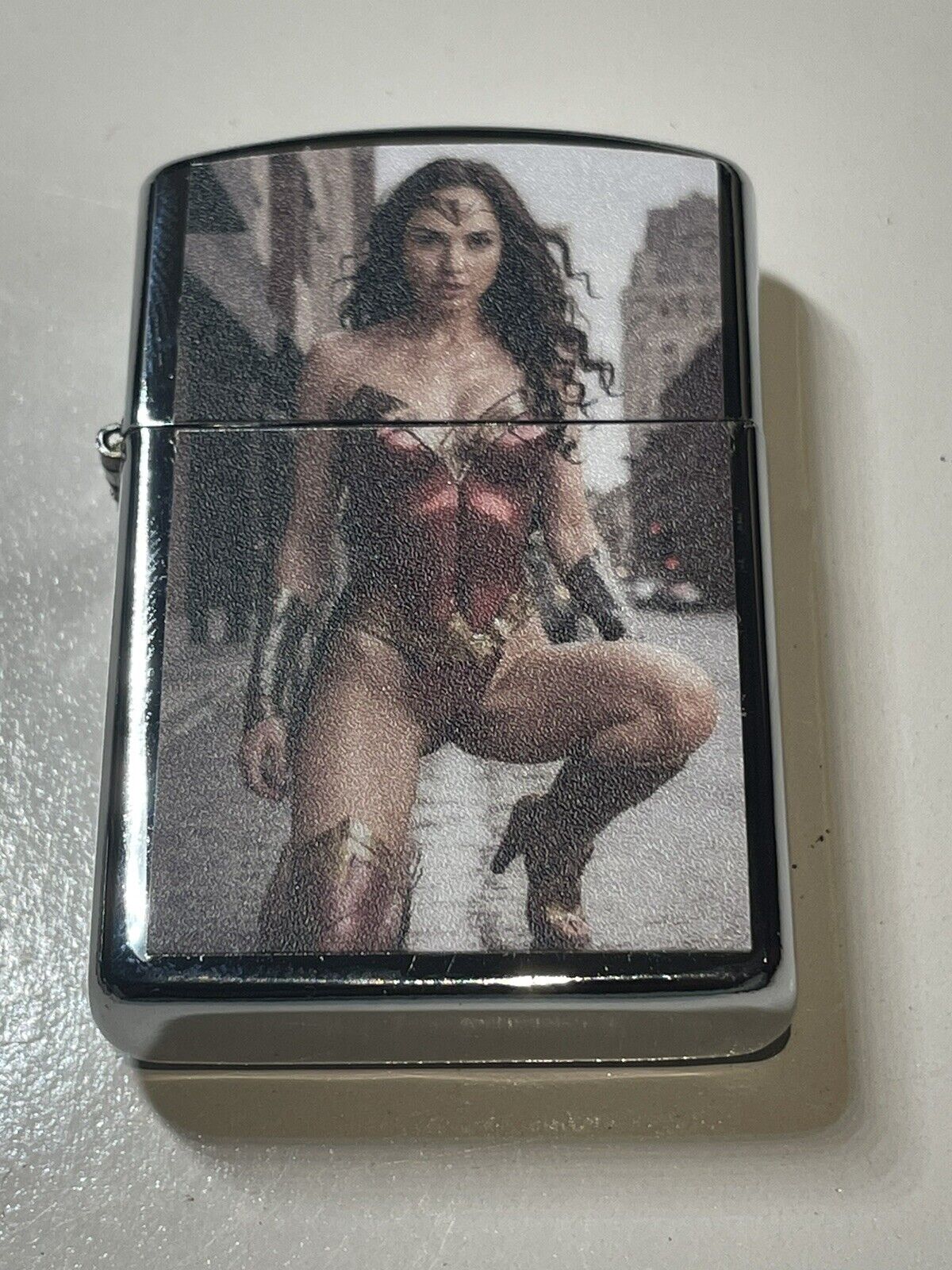 4 PCs Windproof Oil Lighters Las Vegas Casino Nevada Pokies Wonder Woman Design