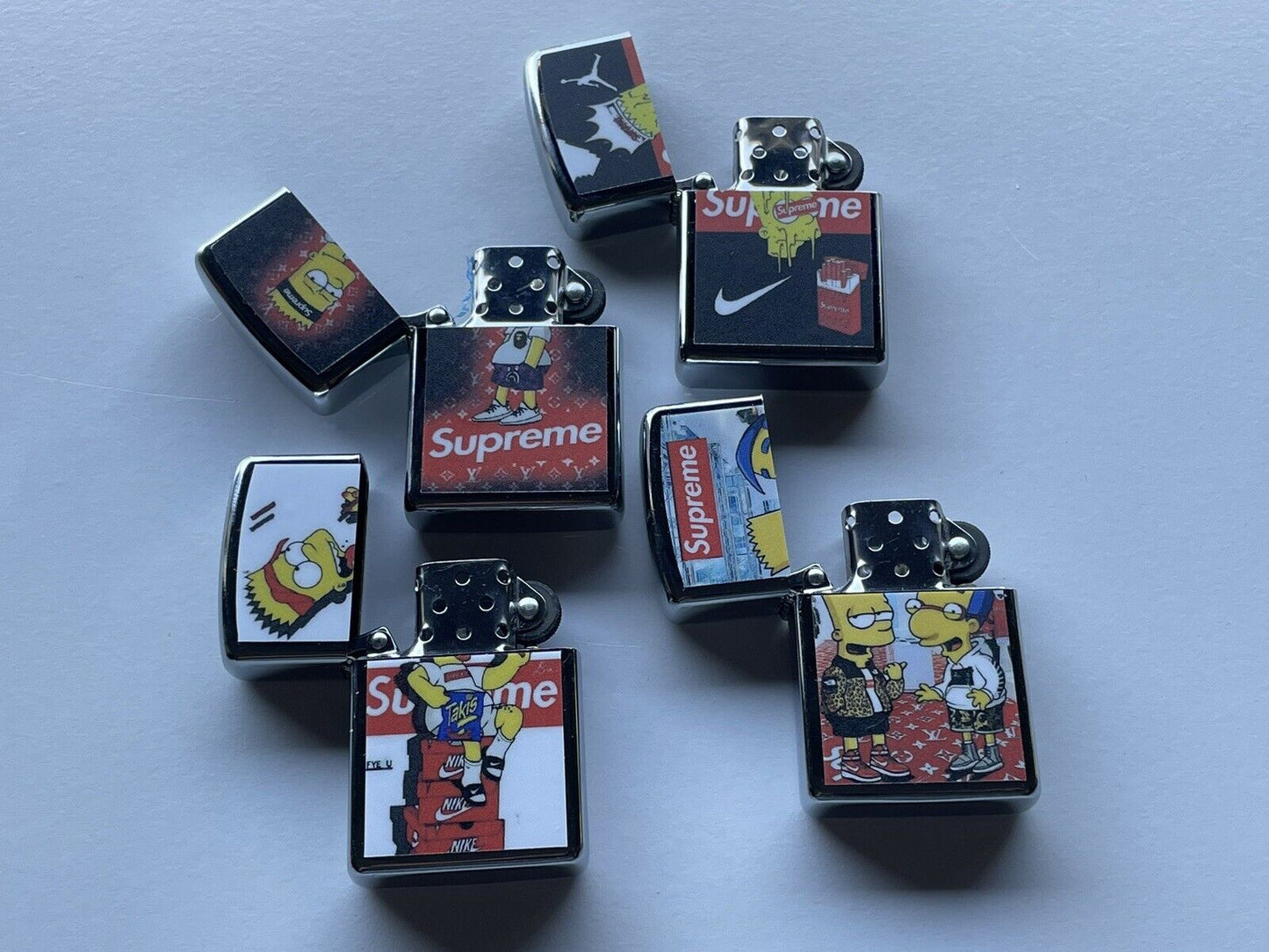 4 PCs Windproof Oil Lighters Set Novelty Supreme Bart Simpson Character Lighters