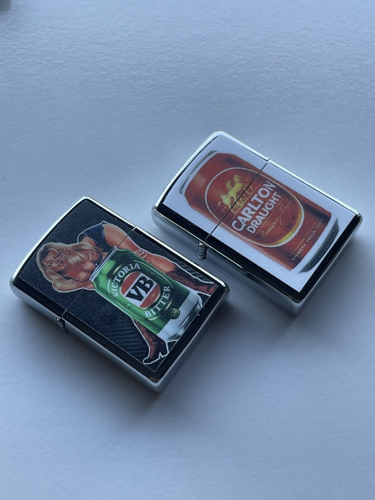 4 PCs Windproof Oil Lighters Set Supreme Red Bull VB And Carlton Draught Beers