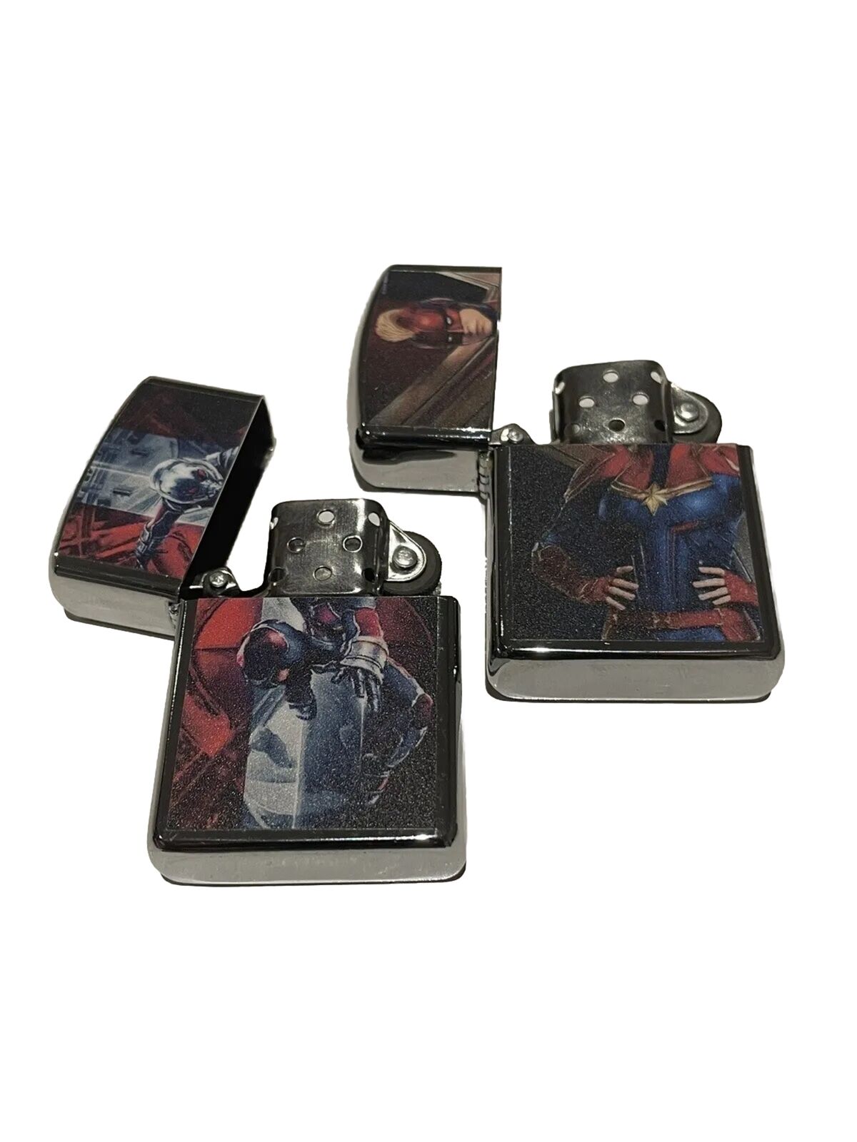 4 PCs Lighter Set Windproof Deadpool Antman Captain America Captain Marvel Set