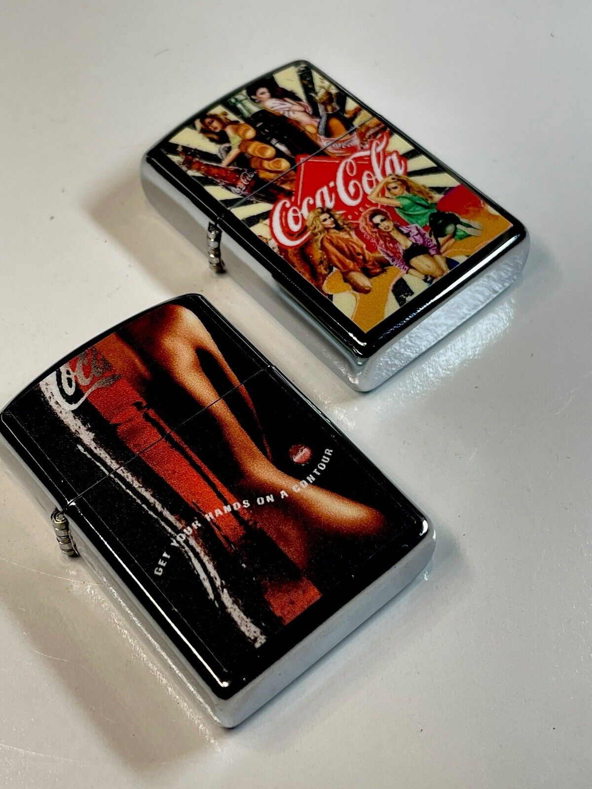 4 PCs Windproof Oil Lighters Coke Coca Cola Novelty Designs Start Collect Hobbie