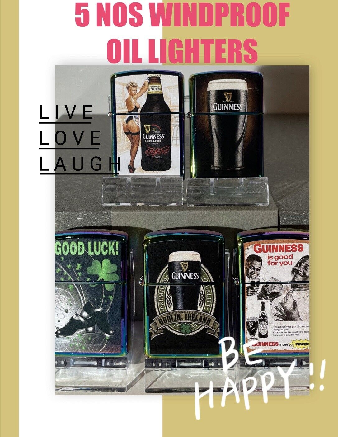 5 Nos Windproof Oil Lighters Zippo Fluid Irish Collections Great Gift Irish Luck