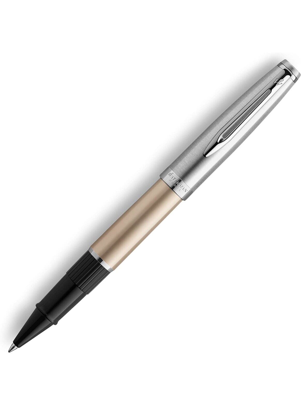 Waterman Emblème Deluxe Rollerball Pen, Gold with Chrome Trim, Fine Point
