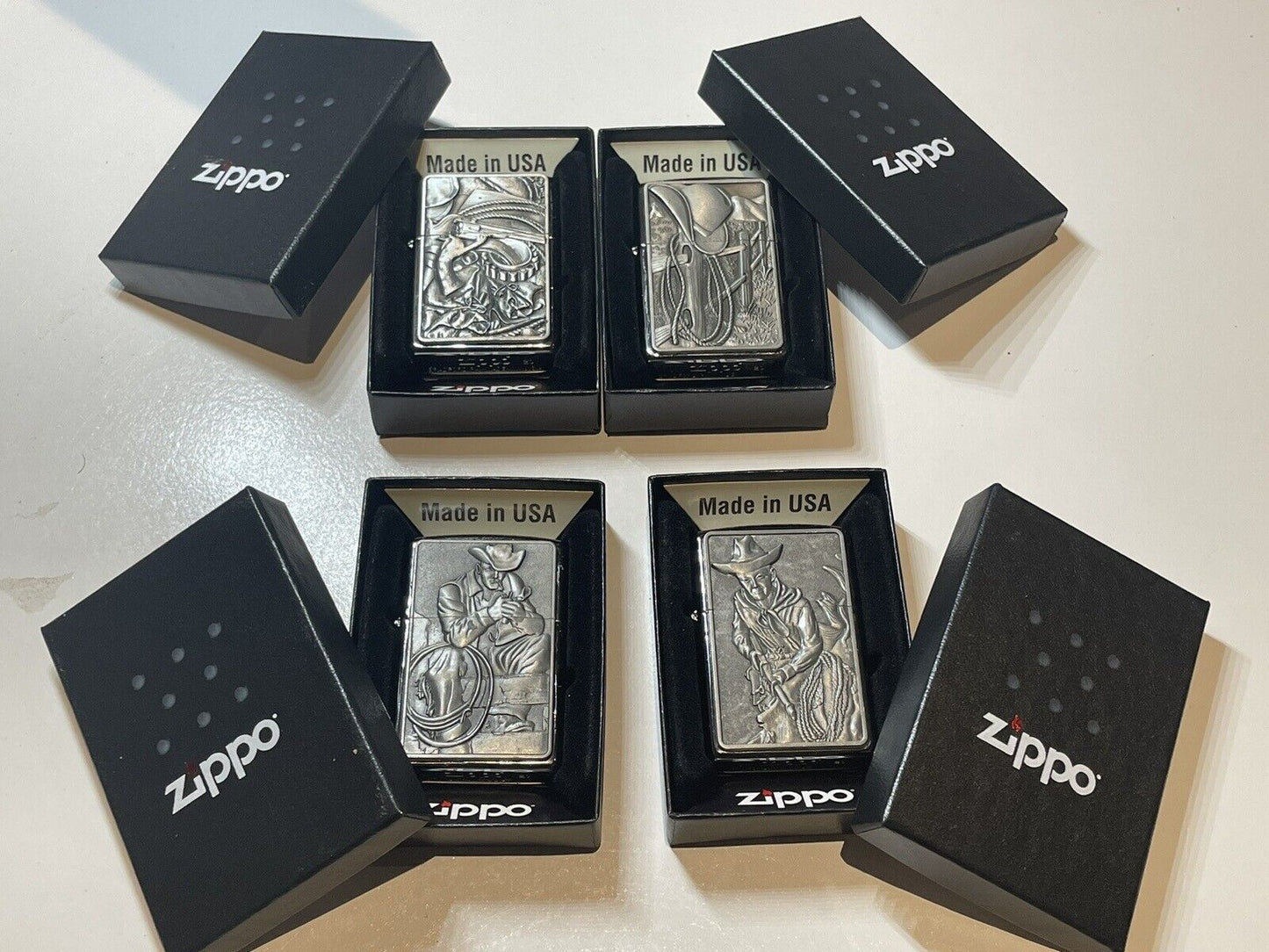 4 PCs Genuine Zippo Wild West Collections  Cowboy Gun Made In USA Bargain Price
