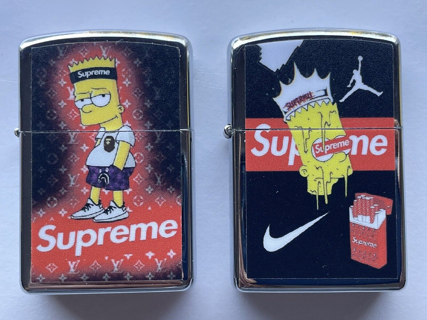 4 PCs Windproof Oil Lighters Set Novelty Supreme Bart Simpson Character Lighters