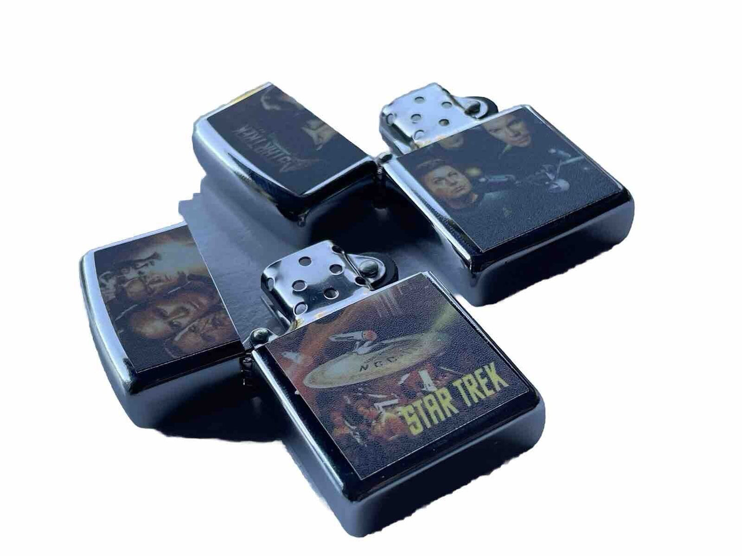 2 PCs Windproof Oil Lighters Set Star Trek Movies Poster Novelty Sci Fic Movie
