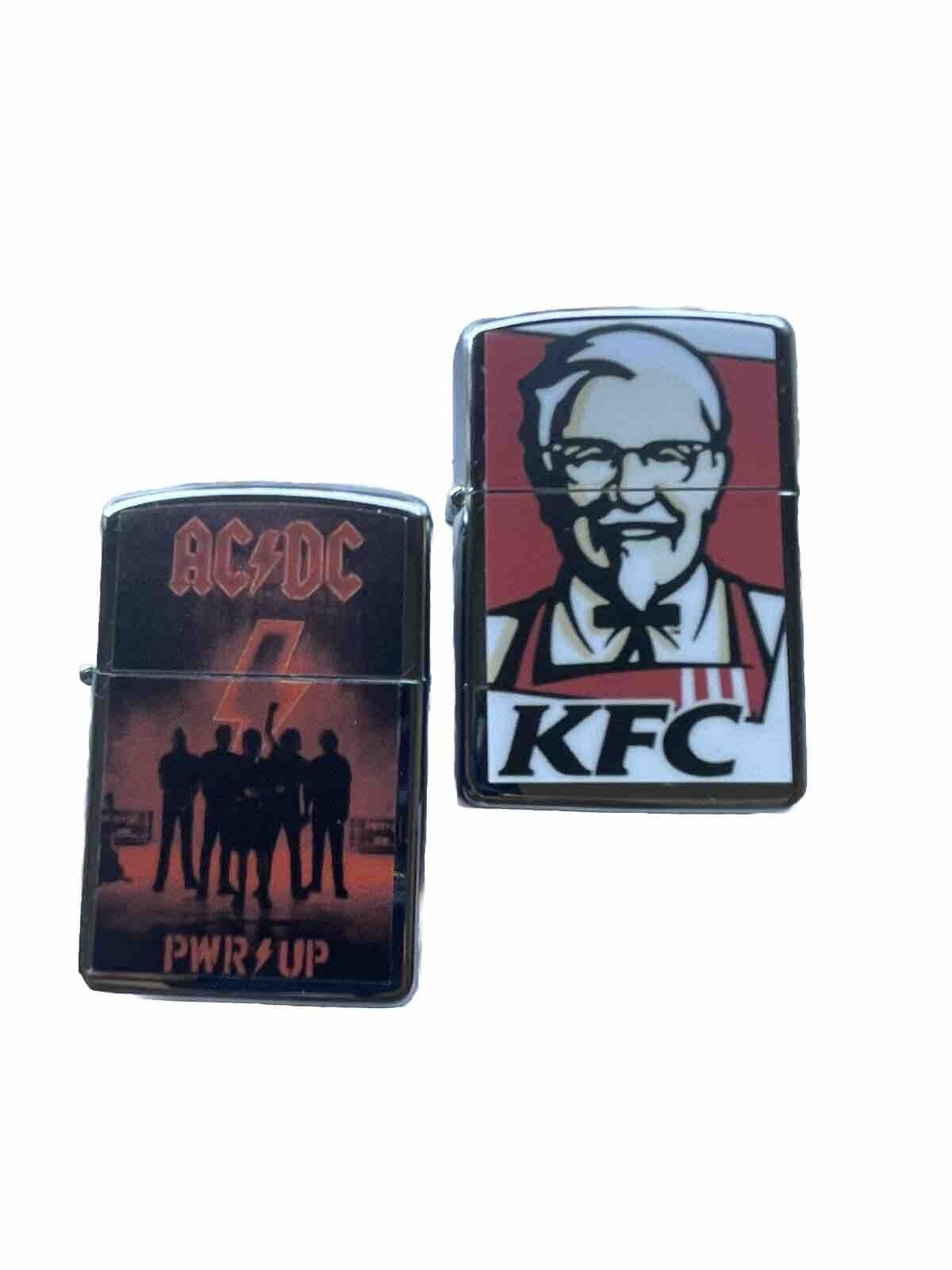 2 PCs Windproof Oil Lighters Set KFC And AC DC Band Designs  Novelty Gift