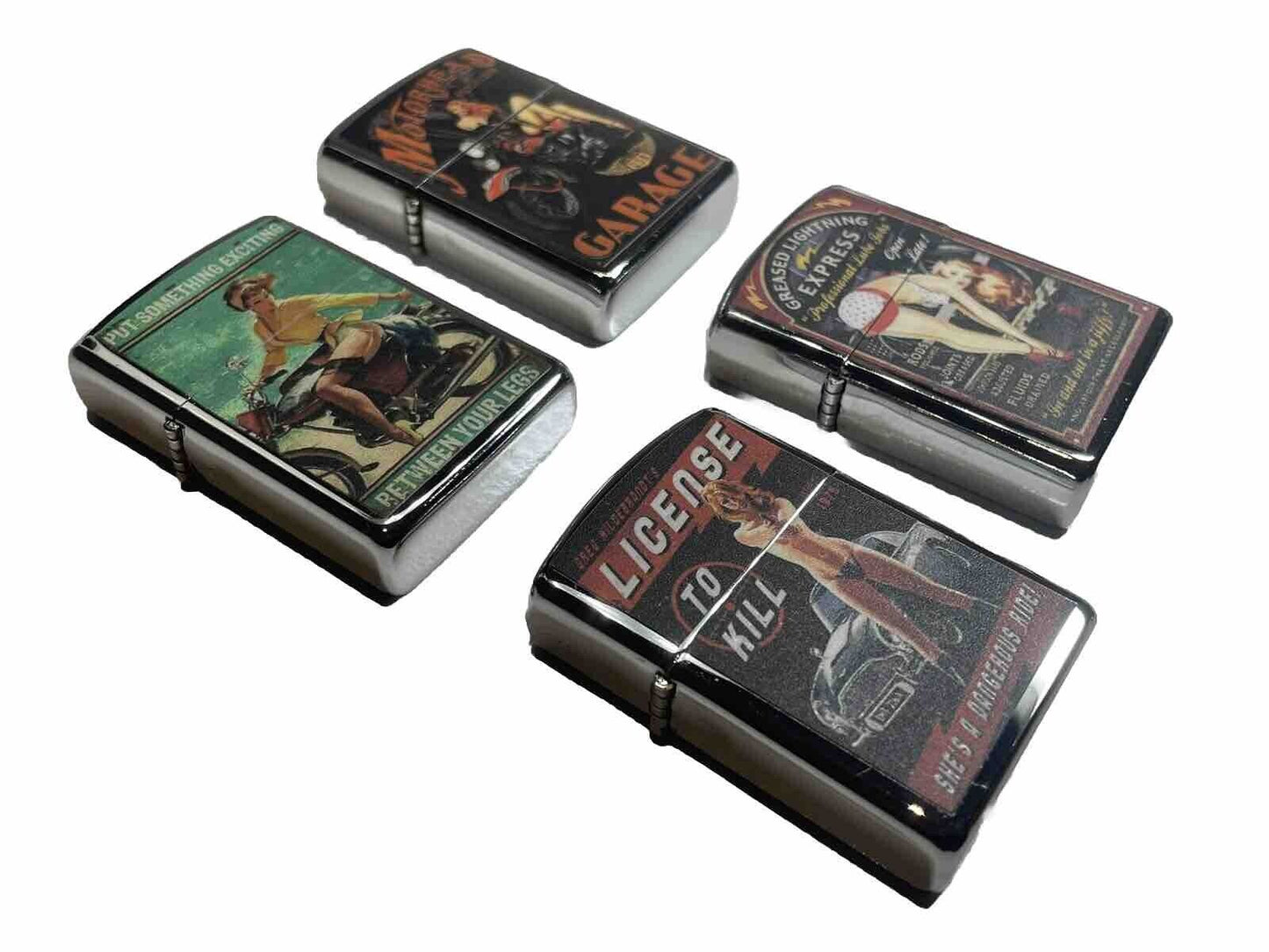 4 PCs Windproof Oil Lighters Retro Designs Gift For Unisex New Hobbyists Collect