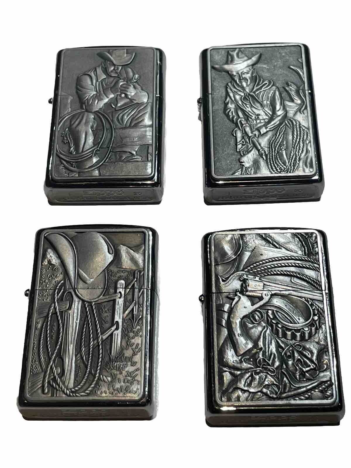 4 PCs Genuine Zippo Wild West Collections  Cowboy Gun Made In USA Bargain Price