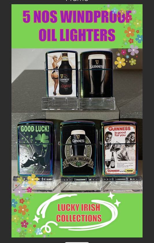 5 Nos Windproof Oil Lighters Zippo Fluid Irish Collections Great Gift Irish Luck