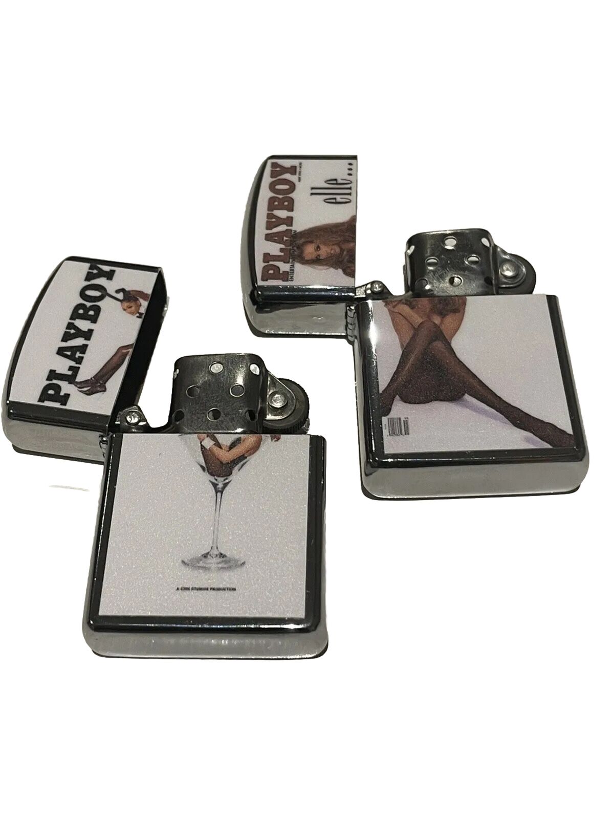 4 PCs Wind Proof Lighter Set Playboy Cover Designs Unique Lighter Set Great Gift