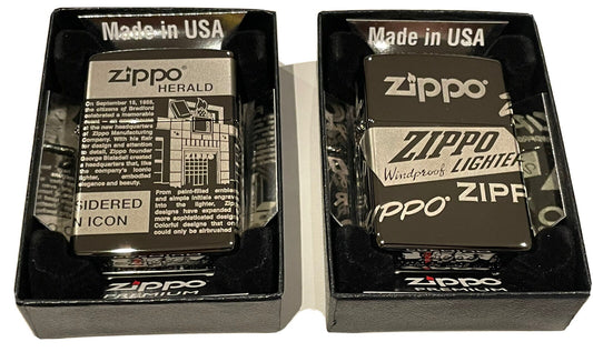 2 Nos Zippo Lighters Premium Quality Retro Poster Logo Made In USA Collectible
