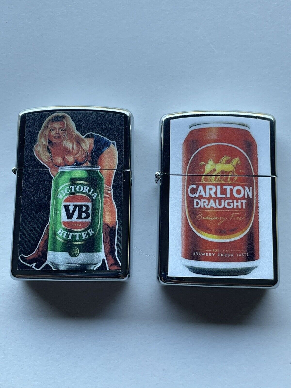4 PCs Windproof Oil Lighters Set Supreme Red Bull VB And Carlton Draught Beers
