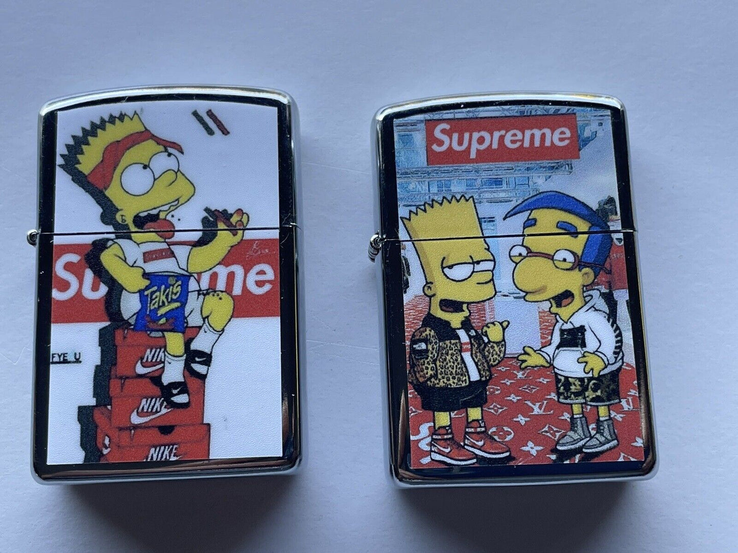 4 PCs Windproof Oil Lighters Set Novelty Supreme Bart Simpson Character Lighters