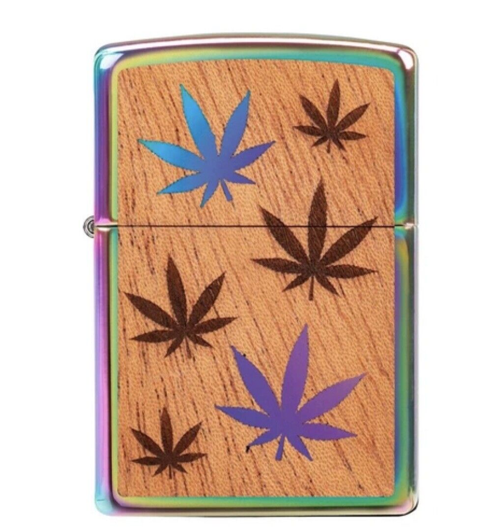 Zippo Lighter features a two sided mahogany emblem leaf design Wood USA RRP $195