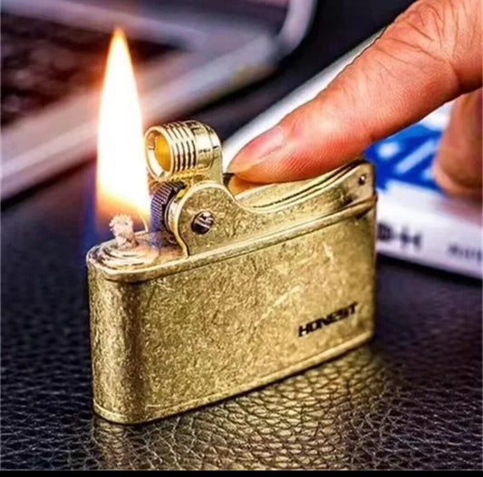 Brass Colour Old fashioned lighter gasoline kerosene oil petrol lighter vintage