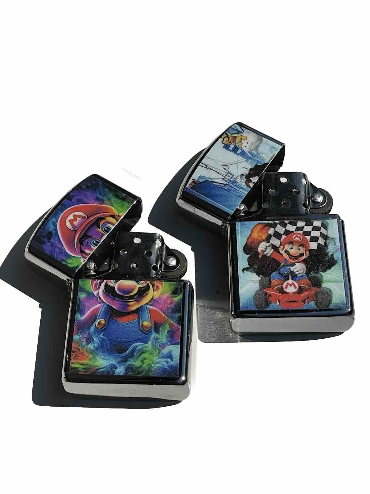 4pcs Windproof Oil Lighters Novelty Super Mario Pokémon Mask Designs Lighter Oil
