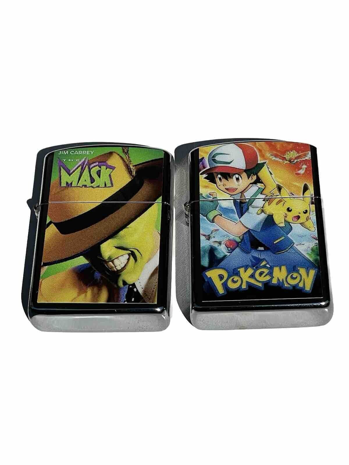 4pcs Windproof Oil Lighters Novelty Super Mario Pokémon Mask Designs Lighter Oil