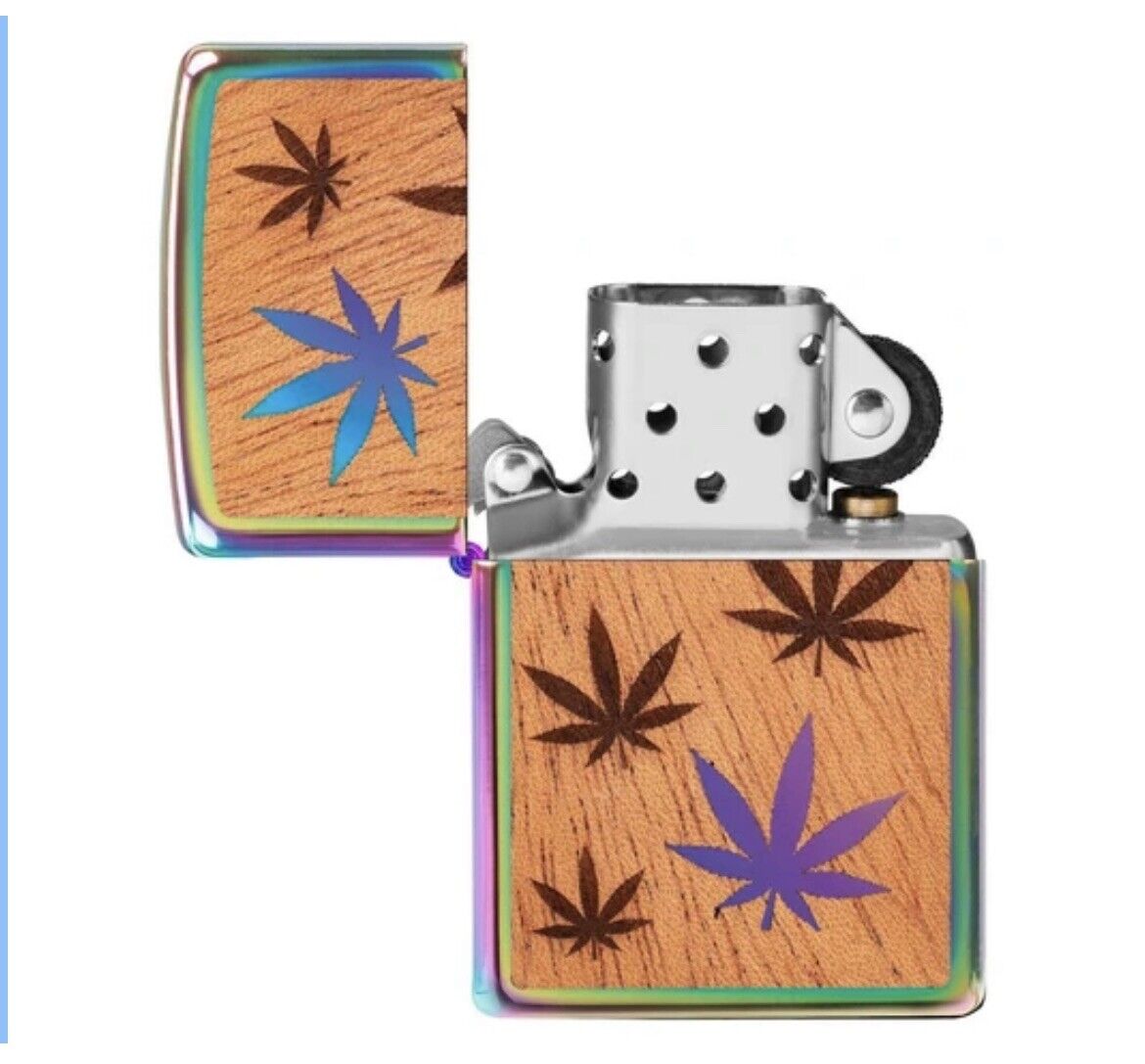 Zippo Lighter features a two sided mahogany emblem leaf design Wood USA RRP $195