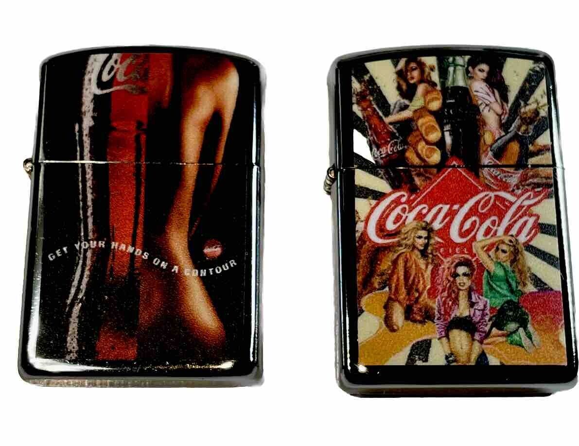 4 PCs Windproof Oil Lighters Coke Coca Cola Novelty Designs Start Collect Hobbie