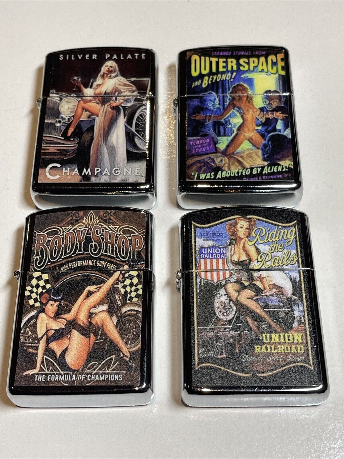 6 Pack Windproof Oil Lighters Retro Novelty Designs Hobbies Winter Lighter Fun