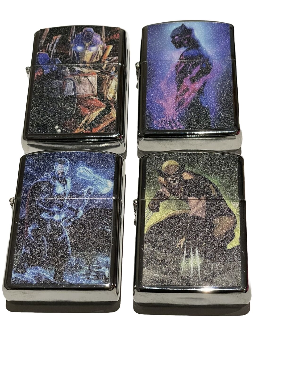 4 Pcs Windproof Oil Lighter Wolverine Thor Blk Panther Transformer