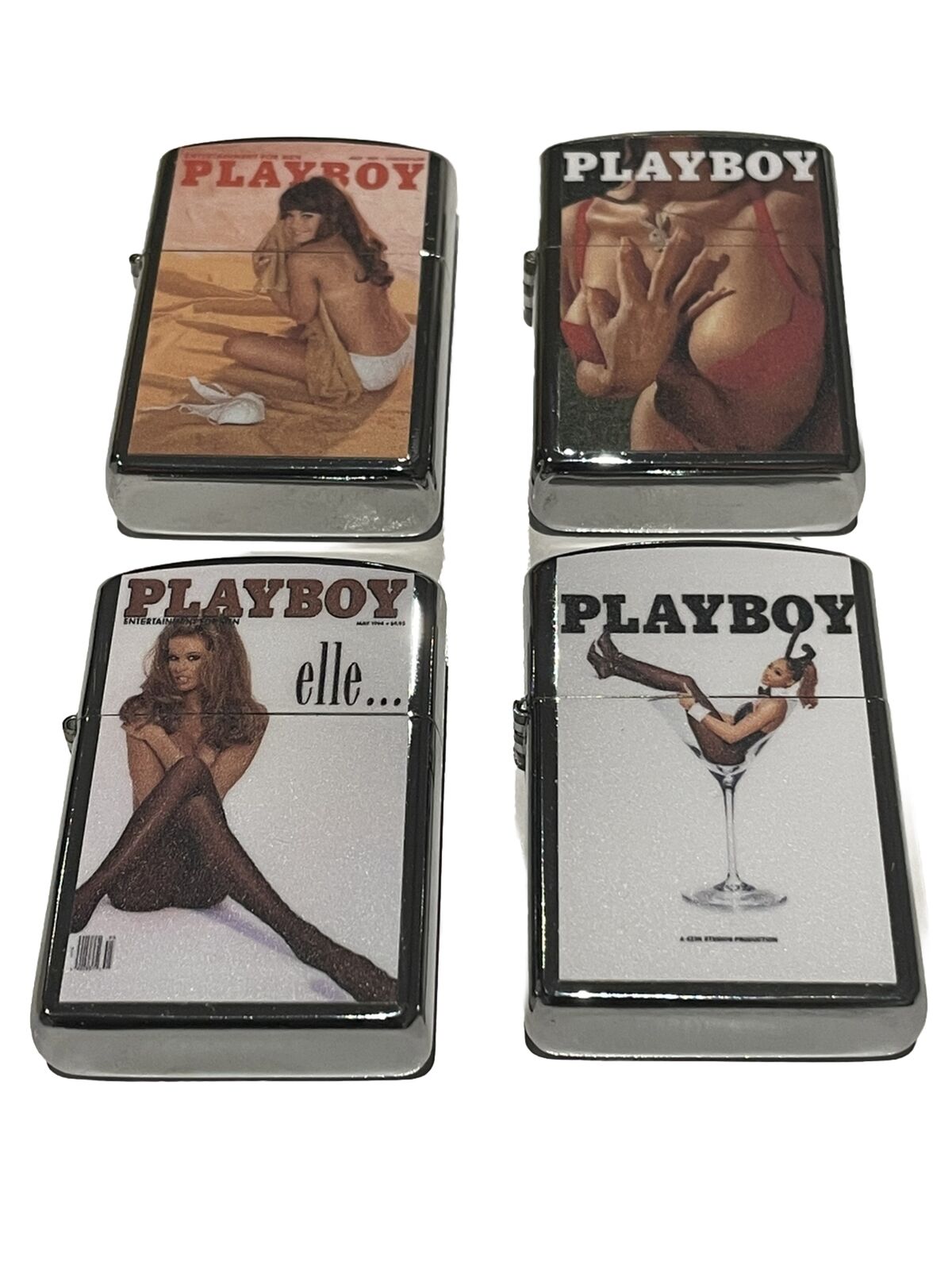 4 PCs Wind Proof Lighter Set Playboy Cover Designs Unique Lighter Set Great Gift