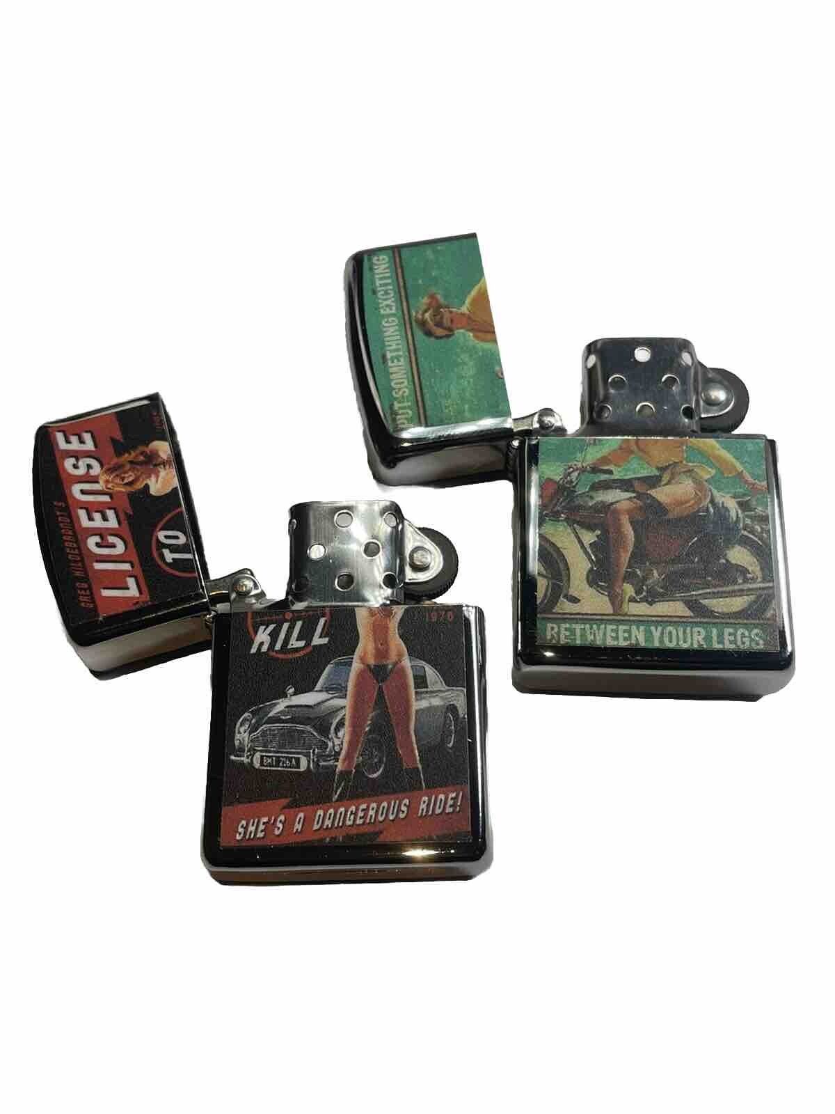 4 PCs Windproof Oil Lighters Retro Designs Gift For Unisex New Hobbyists Collect
