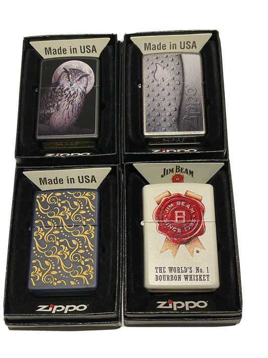 4pcs Genuine zippo lighters jimbeam owl moon tyre navy blue patern , Zippo Fluid