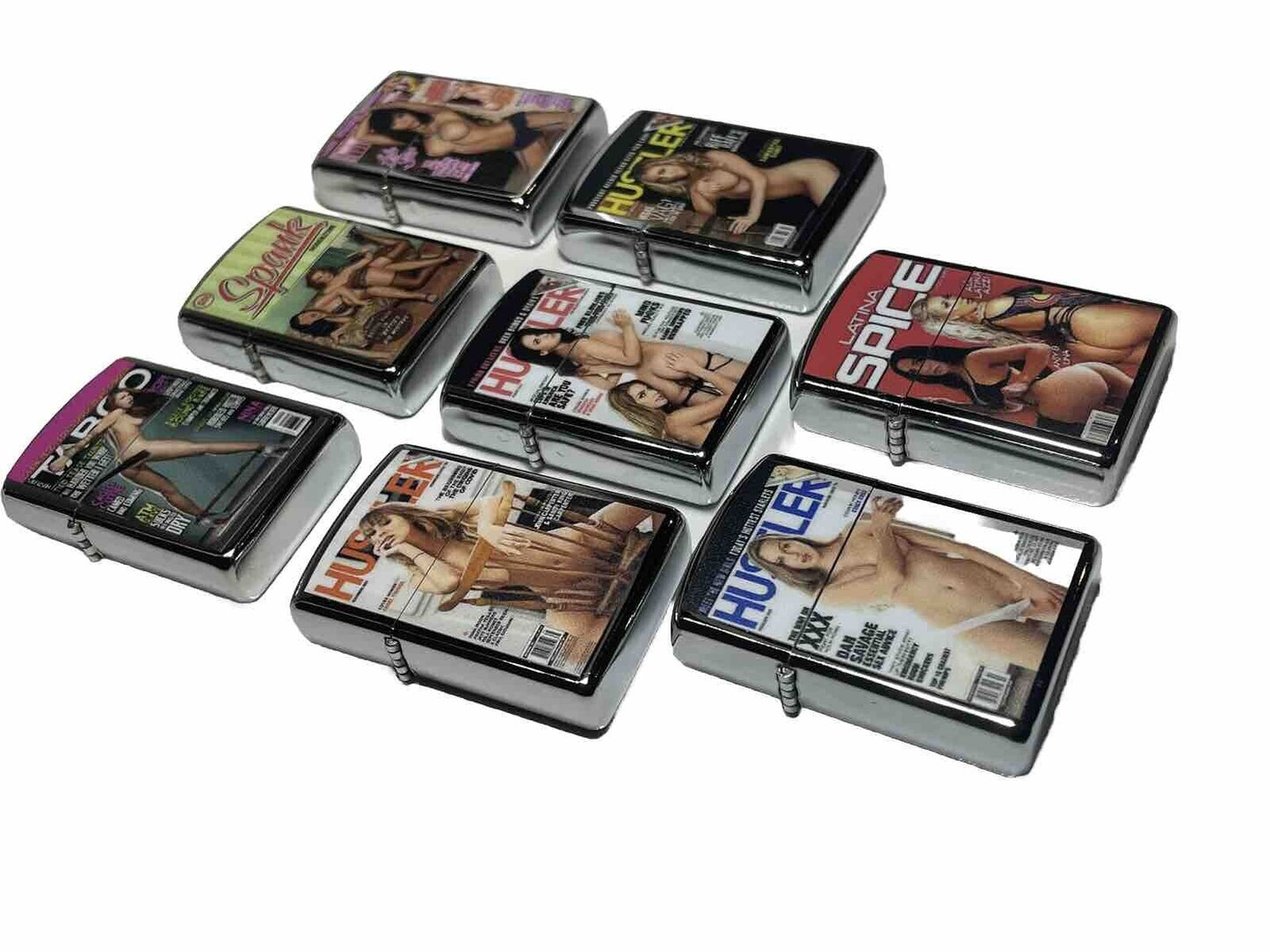 8 PCs Pin Up Girls Magazine Cover Designs Wind Proof Oil Lighters Gift For Adult