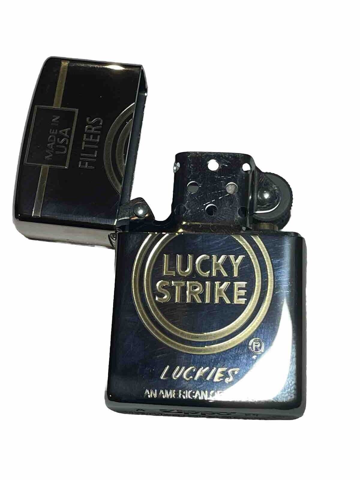 Armour Zippo Lighter Lucky Strike Filters Engraved Both sides Fluid Flint Gift