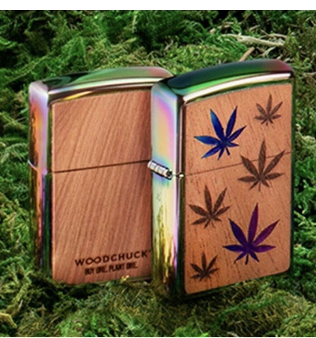Zippo Lighter features a two sided mahogany emblem leaf design Wood USA RRP $195