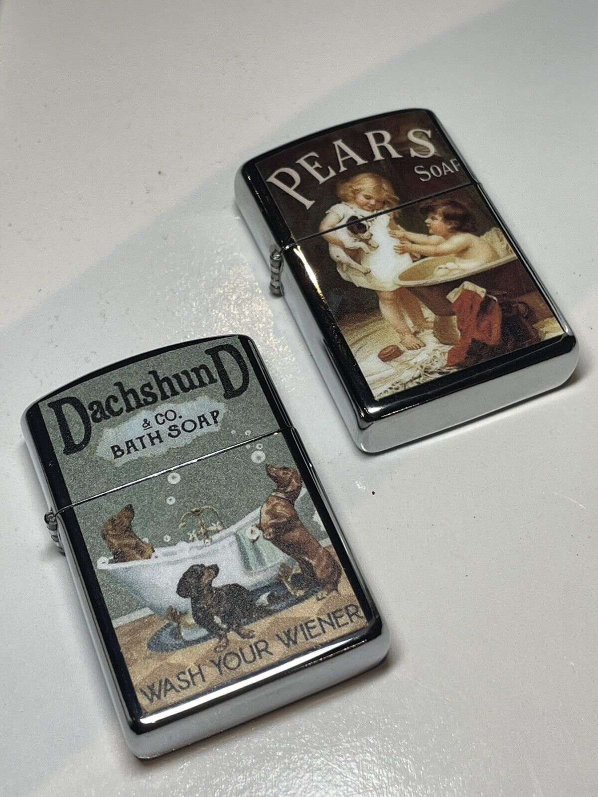 4 PCs Windproof Oil Lighters Vintage Designs Jack Daniels Ned Kelly Pears Soap