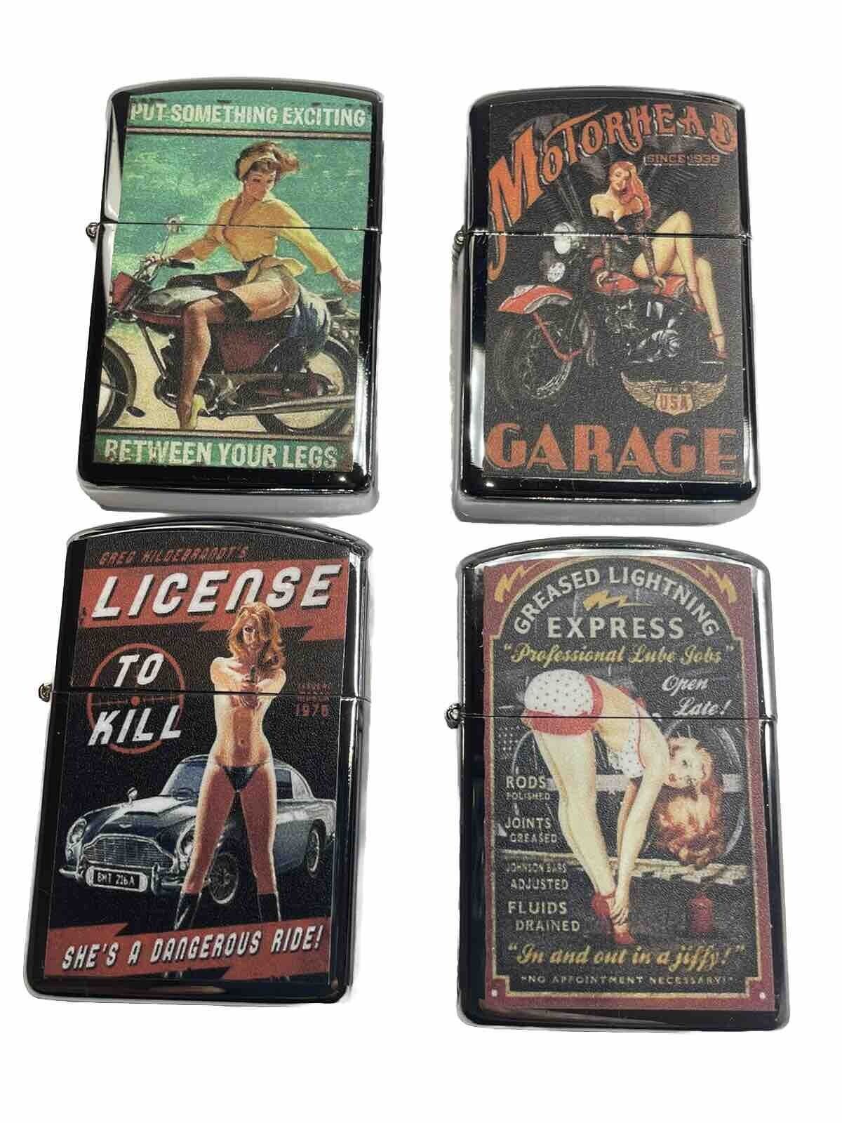 4 PCs Windproof Oil Lighters Retro Designs Gift For Unisex New Hobbyists Collect