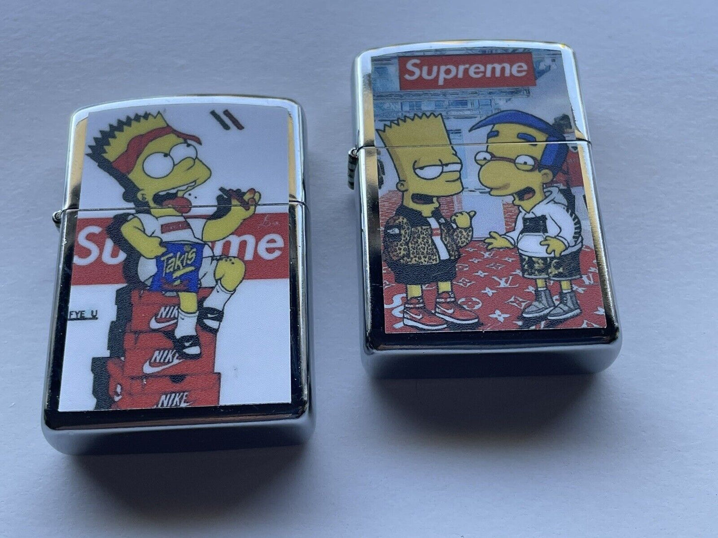 4 PCs Windproof Oil Lighters Set Novelty Supreme Bart Simpson Character Lighters