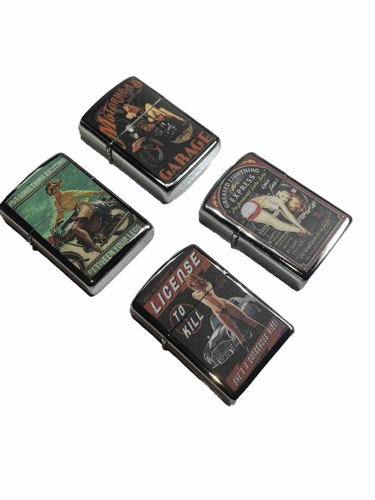4 PCs Windproof Oil Lighters Retro Designs Gift For Unisex New Hobbyists Collect